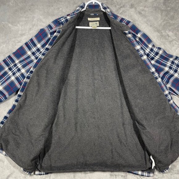 LL Bean Shirt Mens Large Tall Plaid Fleece Lined Flannel Overshirt Shacket Fall - Picture 7 of 8